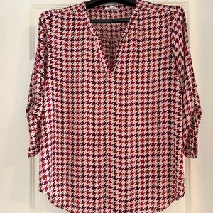 Maurices Red and White Houndstooth Blouse